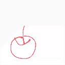 にゃんこ の絵: りんご
