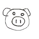 あお の絵: ぶた