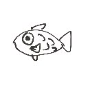 ? の絵: めだか